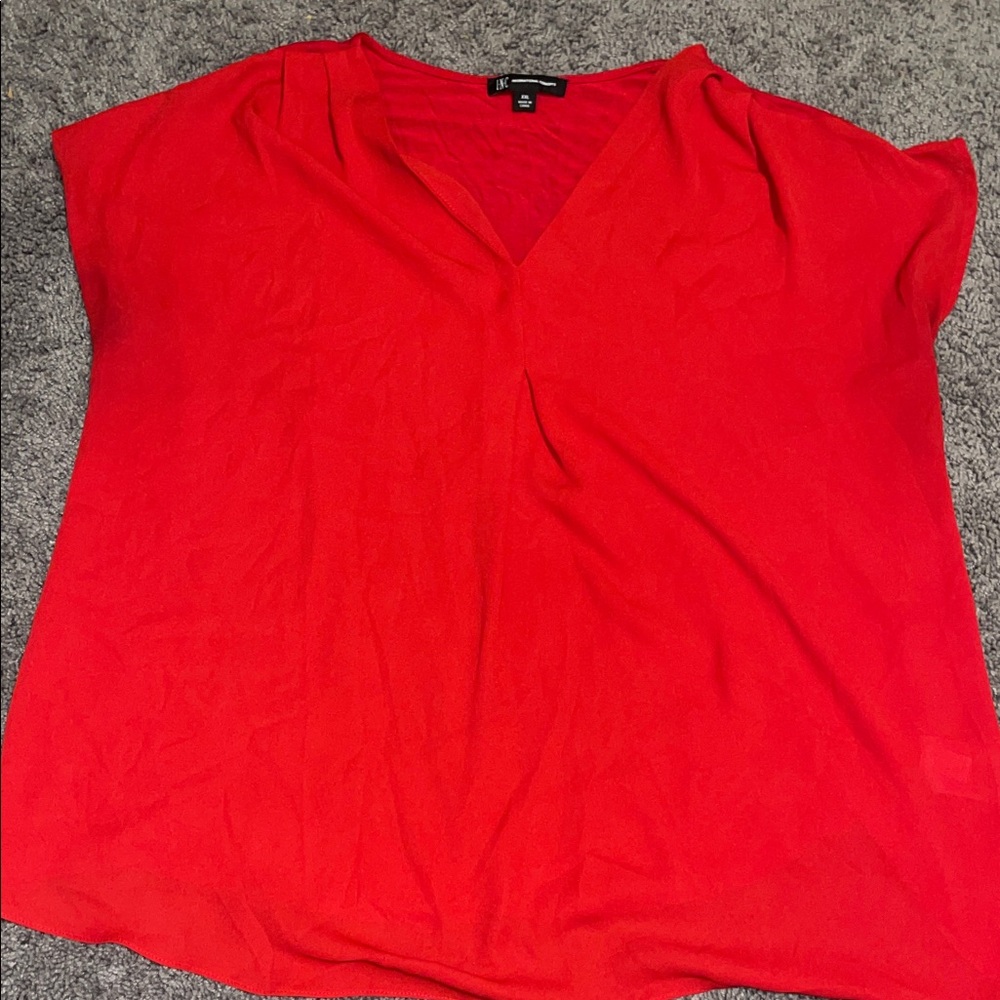 Women's Red V-Neck Top